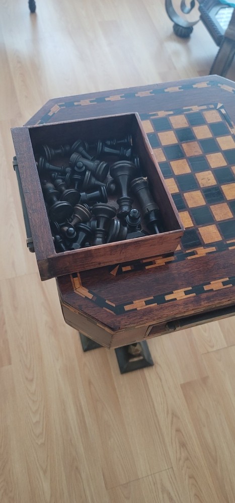 Game Table Antique with Hidden Draw Locks