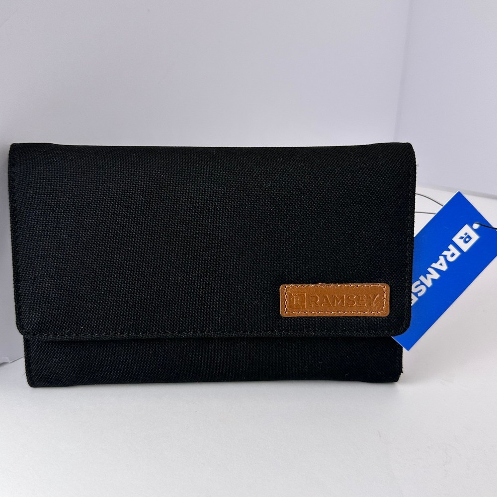 Ramsey Solutions Envelope System Black Canvas Budget Wallet Organizer with Pen