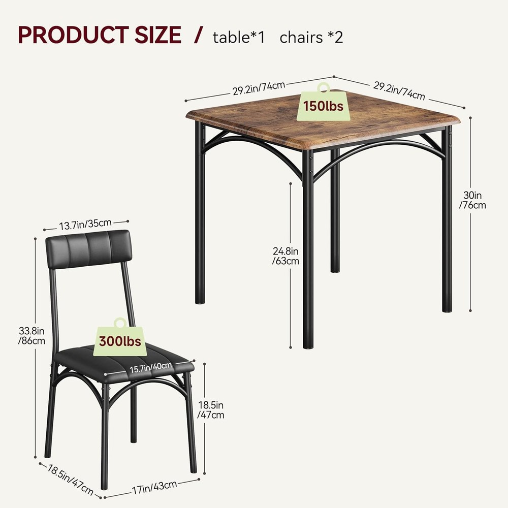 Dining Table Set Kitchen Dining Table Set for 2 W/Upholstered Chairs Apartment