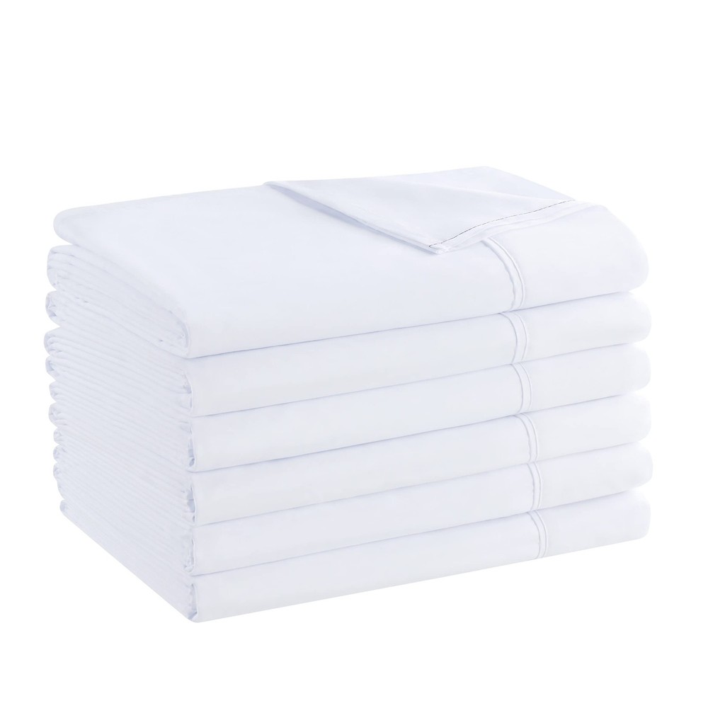 Arkwright Bulk Queen Flat Sheets - Pack of 6 - Soft - 6, White
