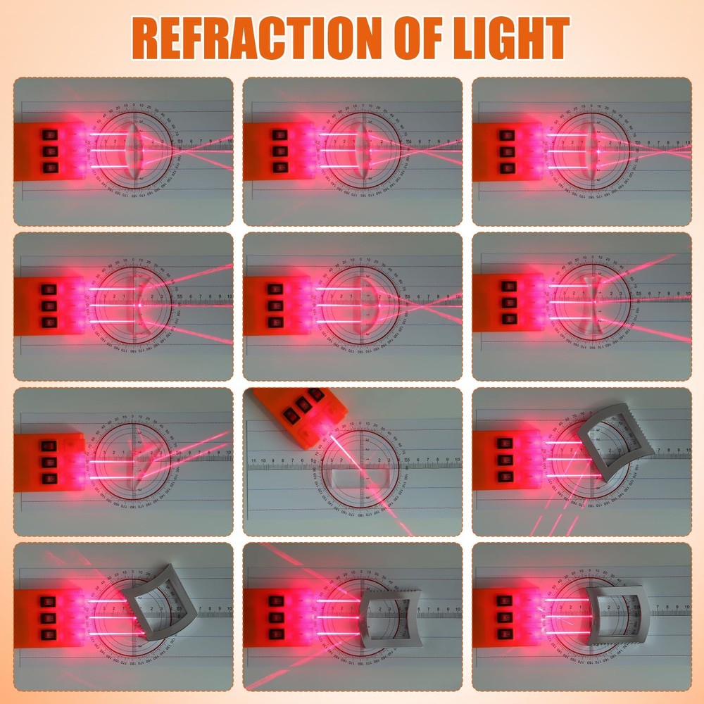 Multifunction Optical Experiment Physics Kit Prism Reflector Lens Small Hole