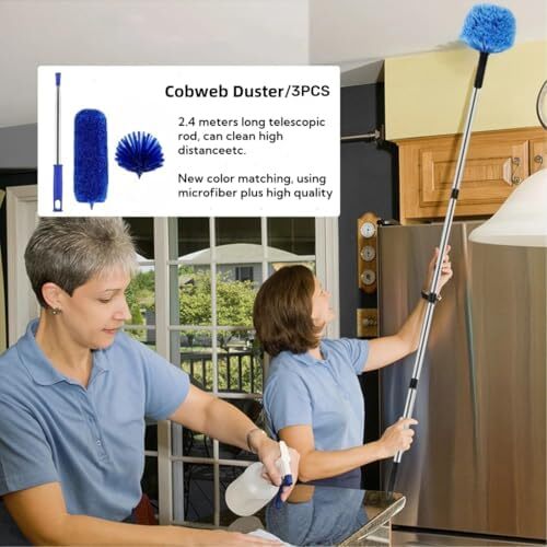 Cobweb Duster with Extension Pole,Spider Web Remover 2PCS Cob Web Duster 15-100