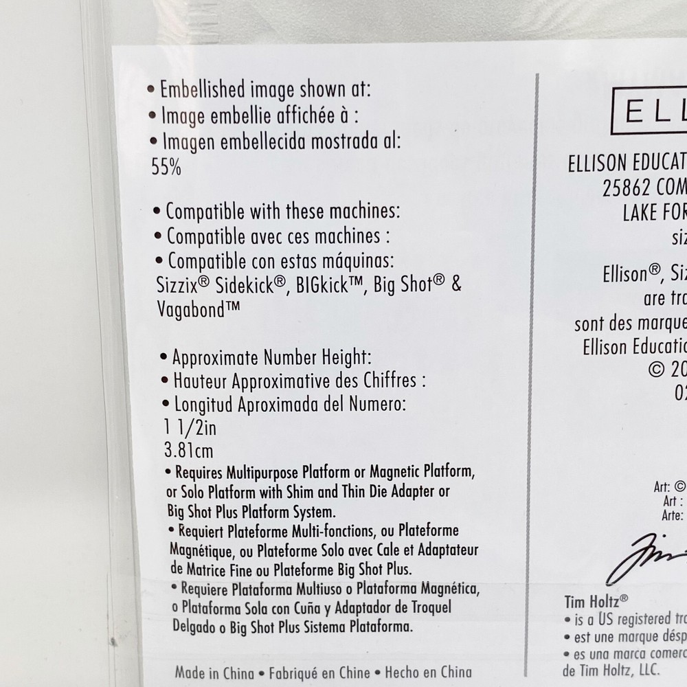 Sizzix Thinlits Tim Holtz Alphanumeric Shadow Numbers Cutting Dies 664808 New