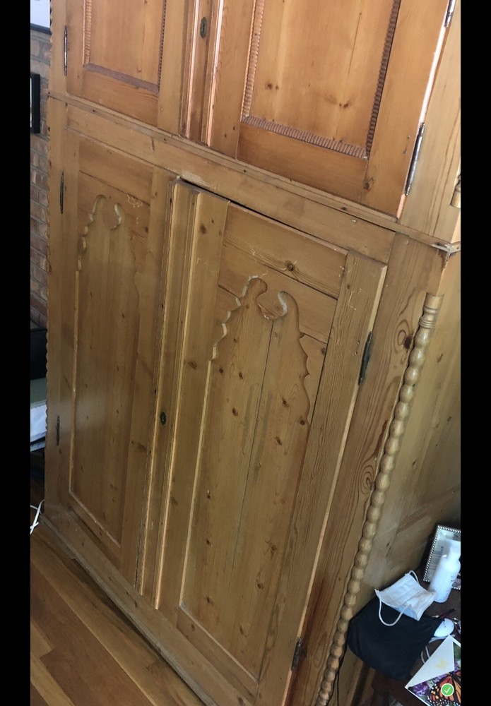 Antique Blonde Pine Armoire