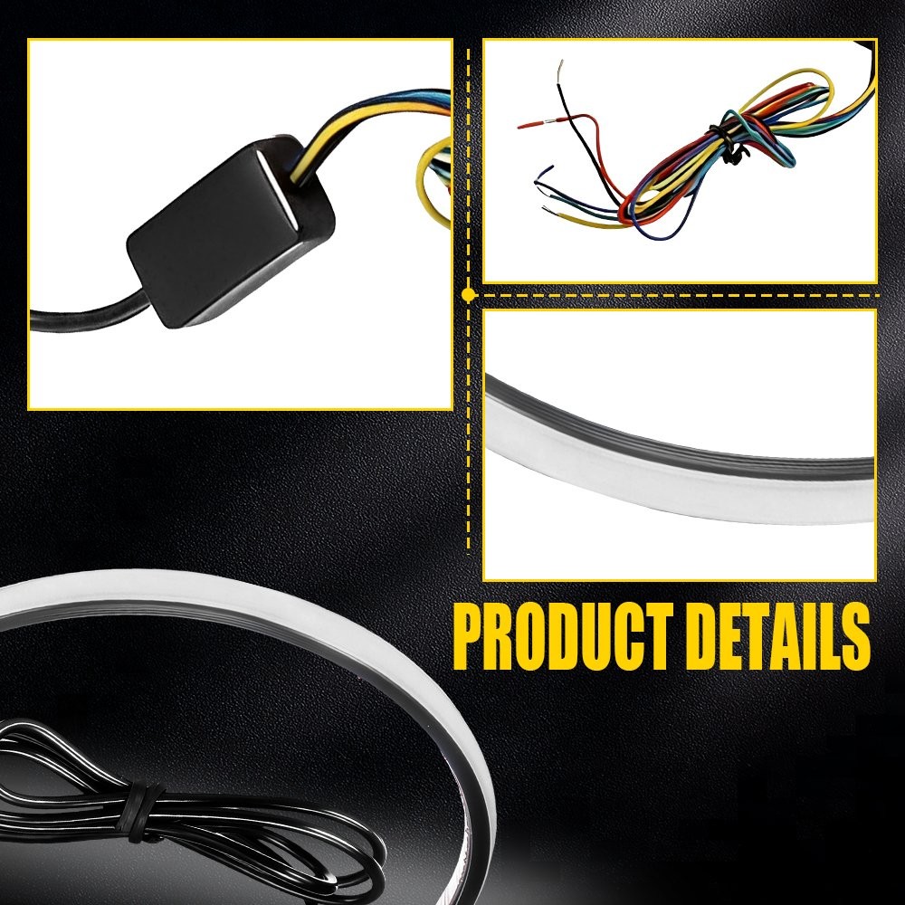 Motorcycle Flowing Sequential Switchback DRL Turn Signal LED Strips Tail Light