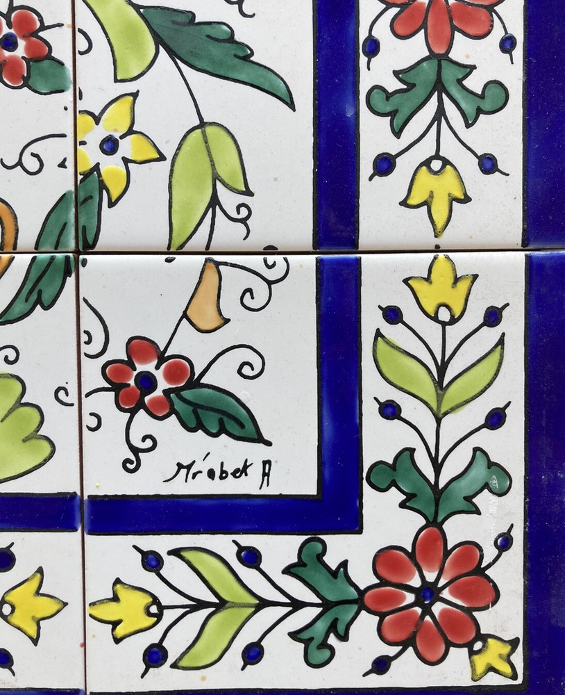 18" x 24" Ceramic Tile Mural Backsplash Art Wall Panel Hand Painted Vase Flowers