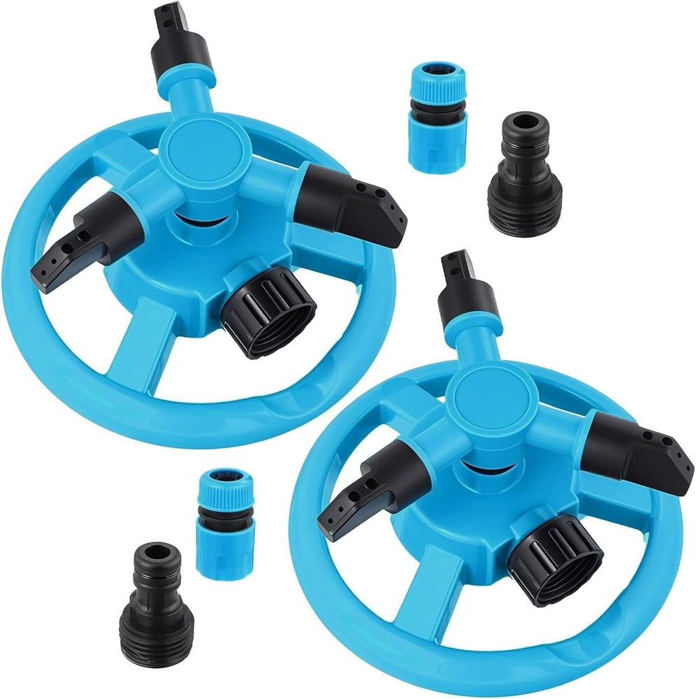 2 Pack Garden Sprinklers 360° Rotating Lawn Watering System Adjustable Coverage