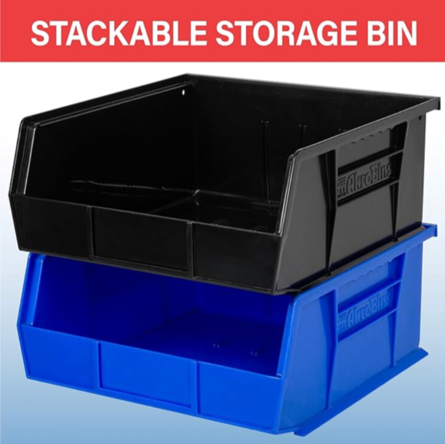 Stackable Red Storage Bins - 6-Pack for Garage & Pantry Organization