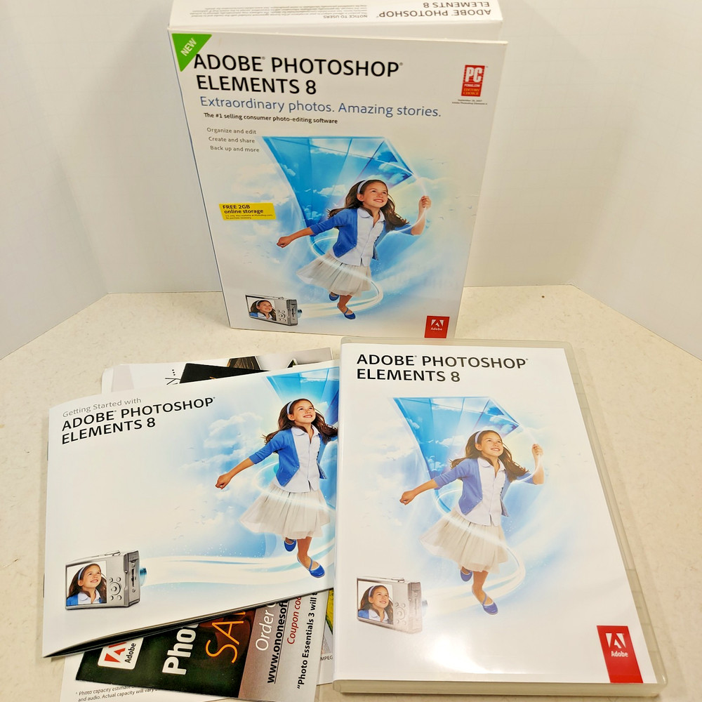 Adobe Photoshop Elements 8 (PC, 2009) with serial number