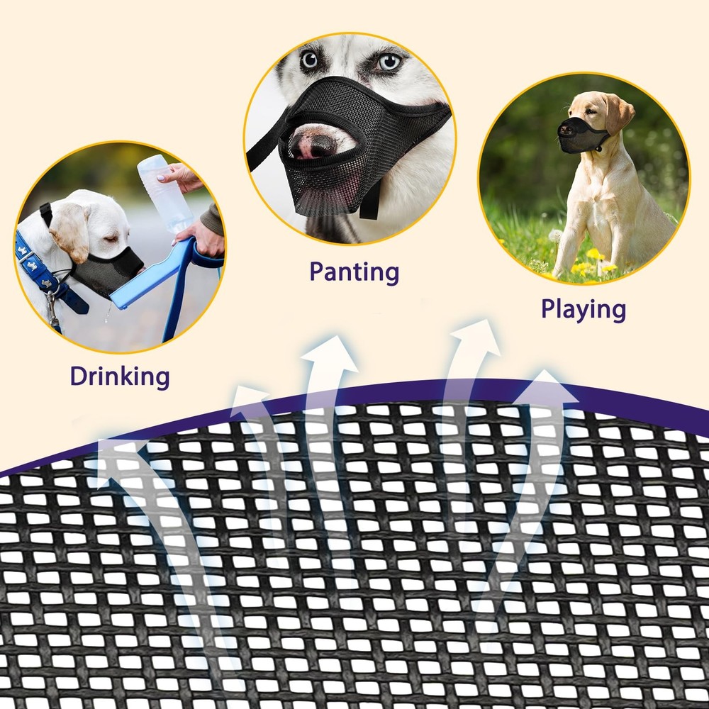 Dog Muzzle, Mesh Muzzle for Large Medium Small Dogs Allows Full Pant Drinking...