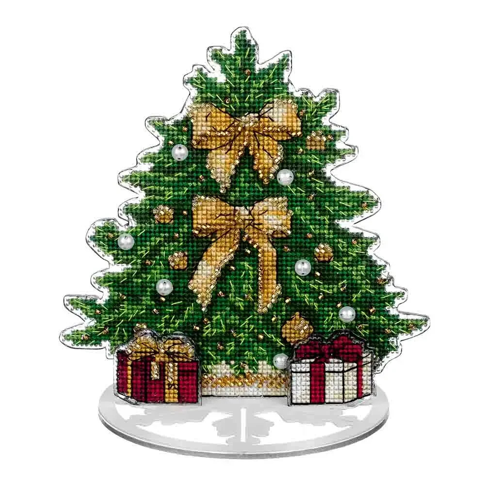 Plastic-based embroidery kit with threads Christmas tree stitching crafts
