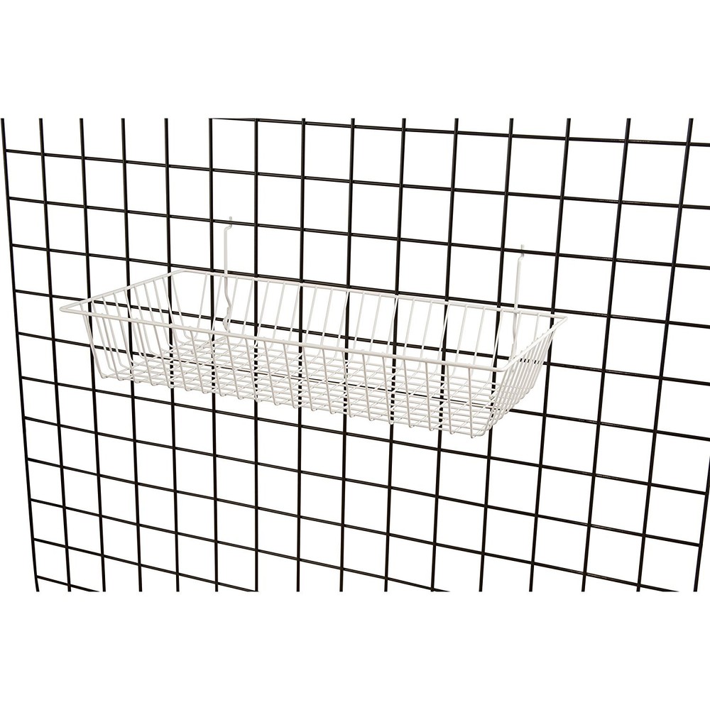 6 pcs - 24" x 12" x 4" Baskets for Gridwall/Slatwall/Pegboard - WHITE