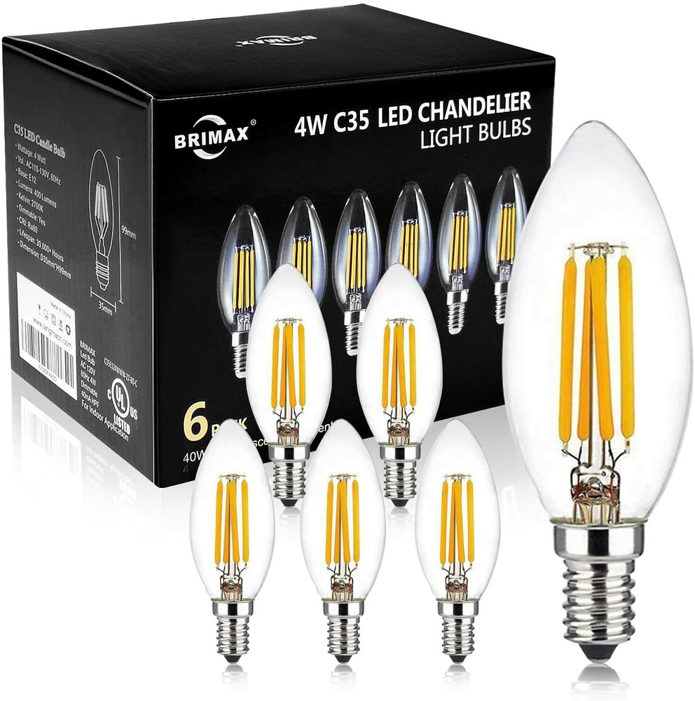 BRIMAX Dimmable E12 Candle LED Light Bulbs Replacement Vintage Chandelier Bulbs