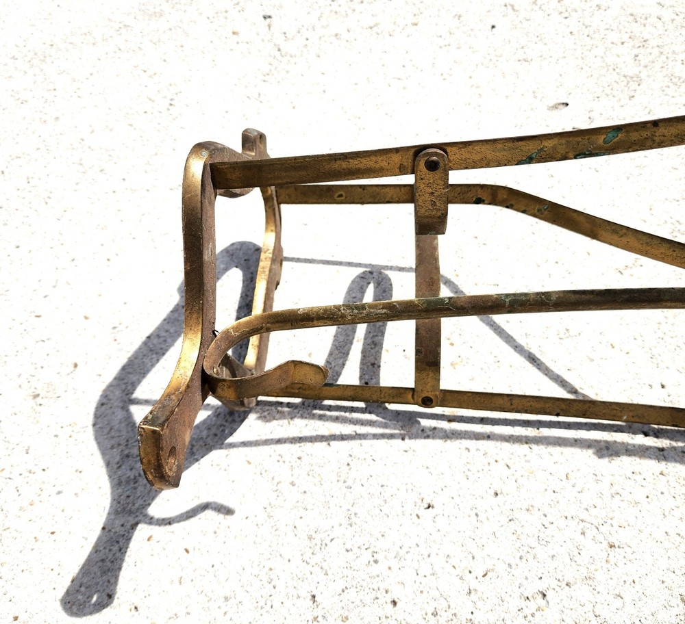 English Horse Saddle Wall Rack Solid Brass Vintage