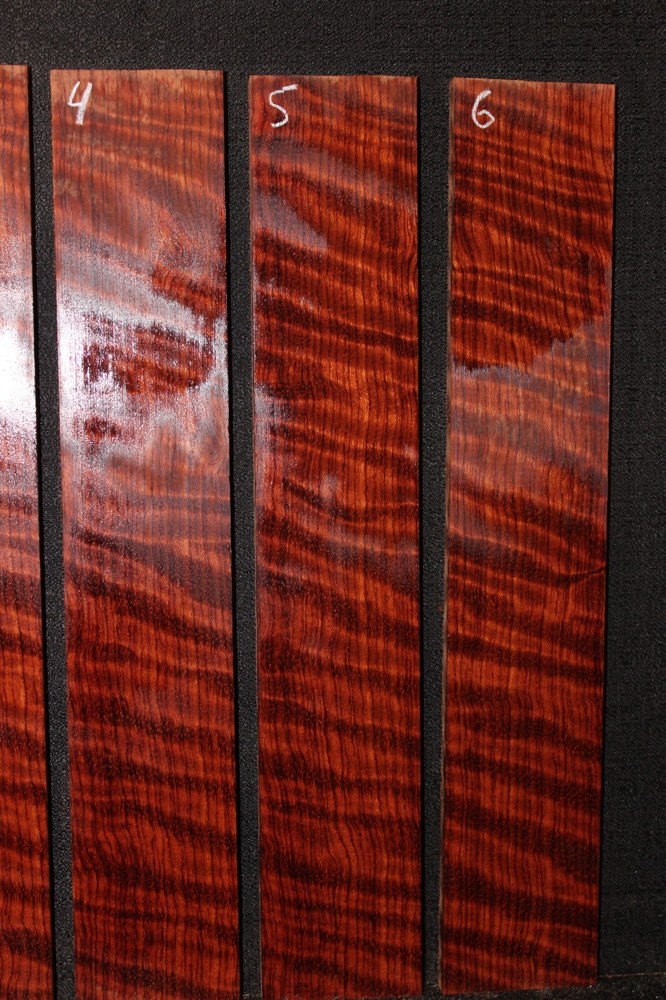 Curly figured bubinga ukulele fingerboard blanks, sold individually.