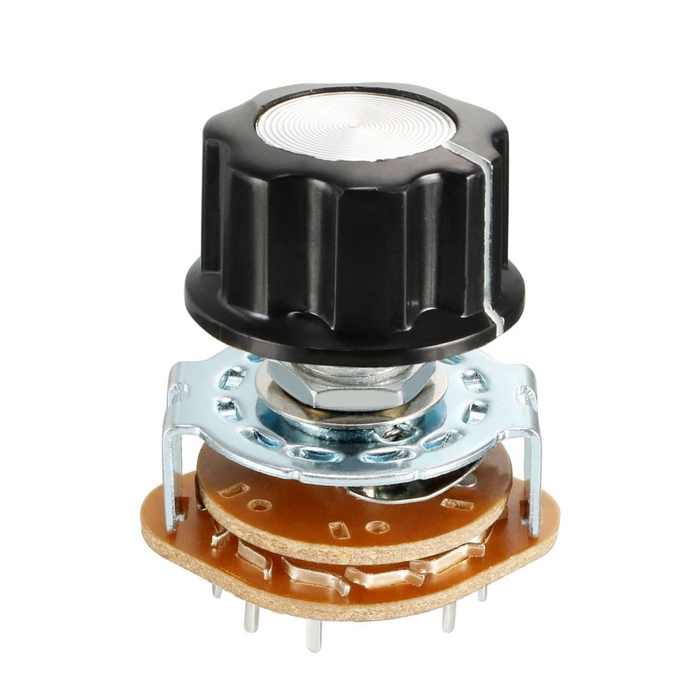 2PCS 3P4T 3 Pole 4 Throw Single Deck Rotary Switch with Knob