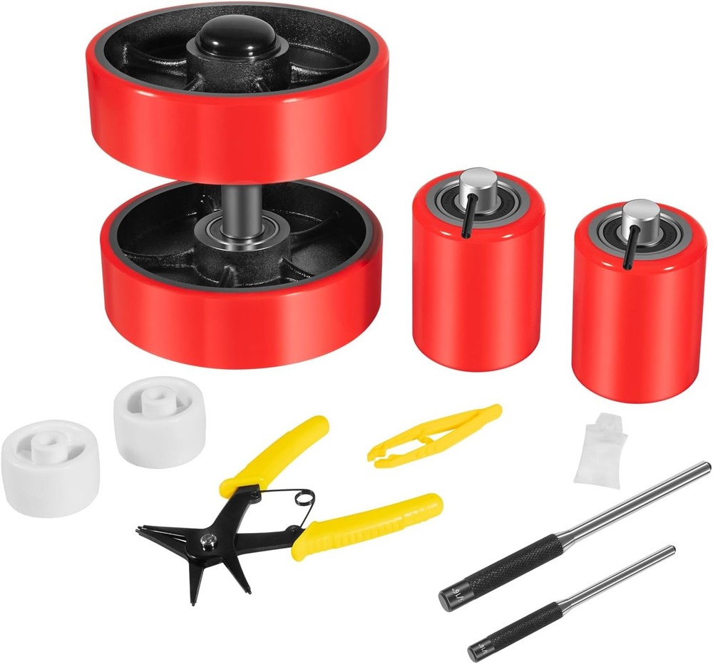 Pallet Jack/Truck Steering Wheels 7" Set with Axle Fasteners Tool Replacement