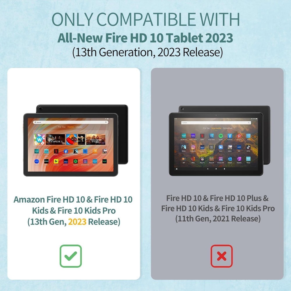 Case for Fire HD 10 Tablet (13th Gen, 2023) - Thin Slim Lightweight Scratch Proo