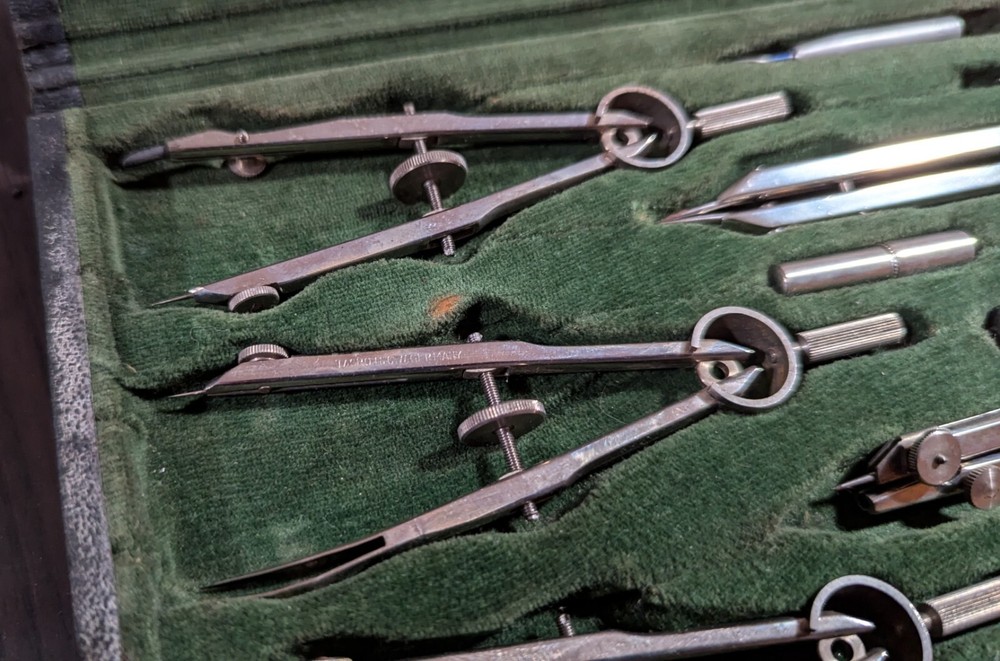 Vintage Tacro Drafting Tool Set with Compasses & More, Made in Germany