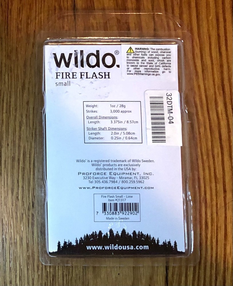 Wildo Fire Flash Small Lime Starter Camping Survival Firestarter Camp Stick NIP