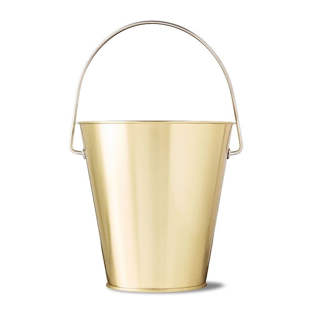 6-Pack Gold Tin Pail with Handle, 4.6 Inch Decorative Bucket