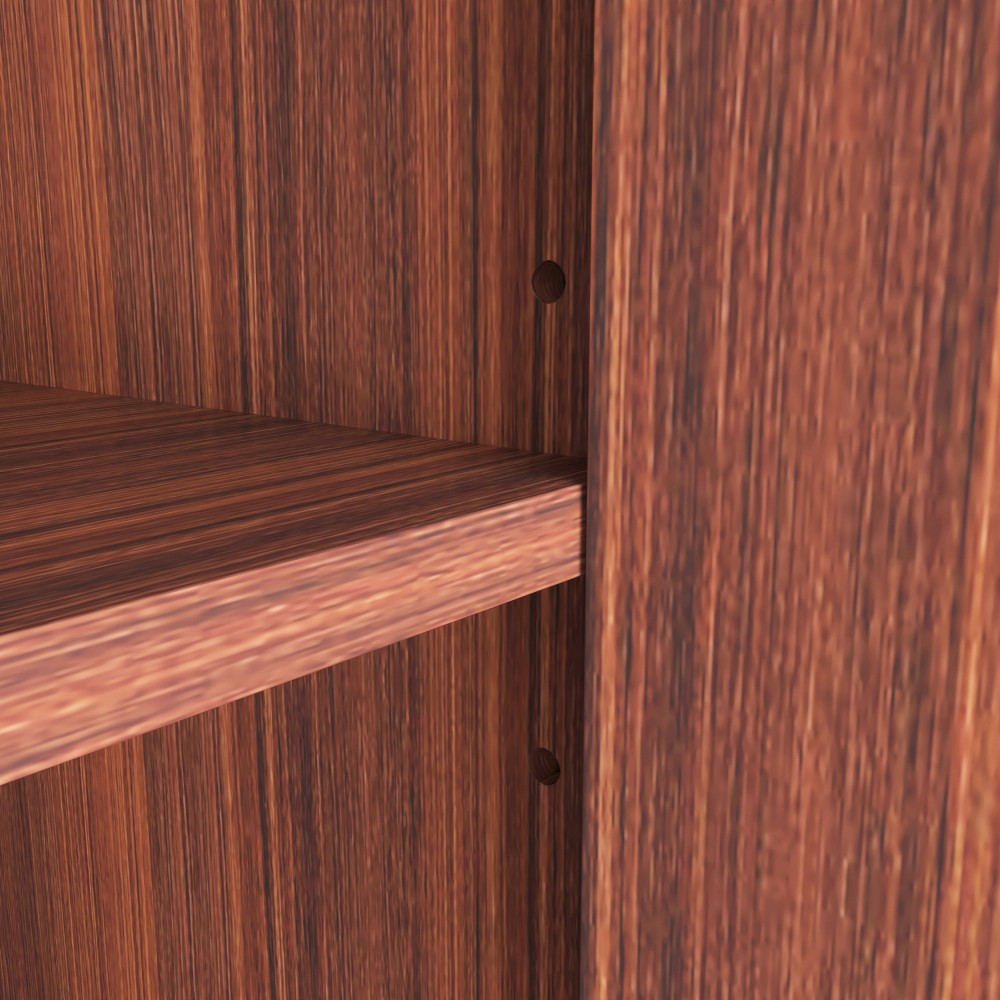 Walnut TV Stand with Power Outlet, Adjustable Storage, Fluted Handleless