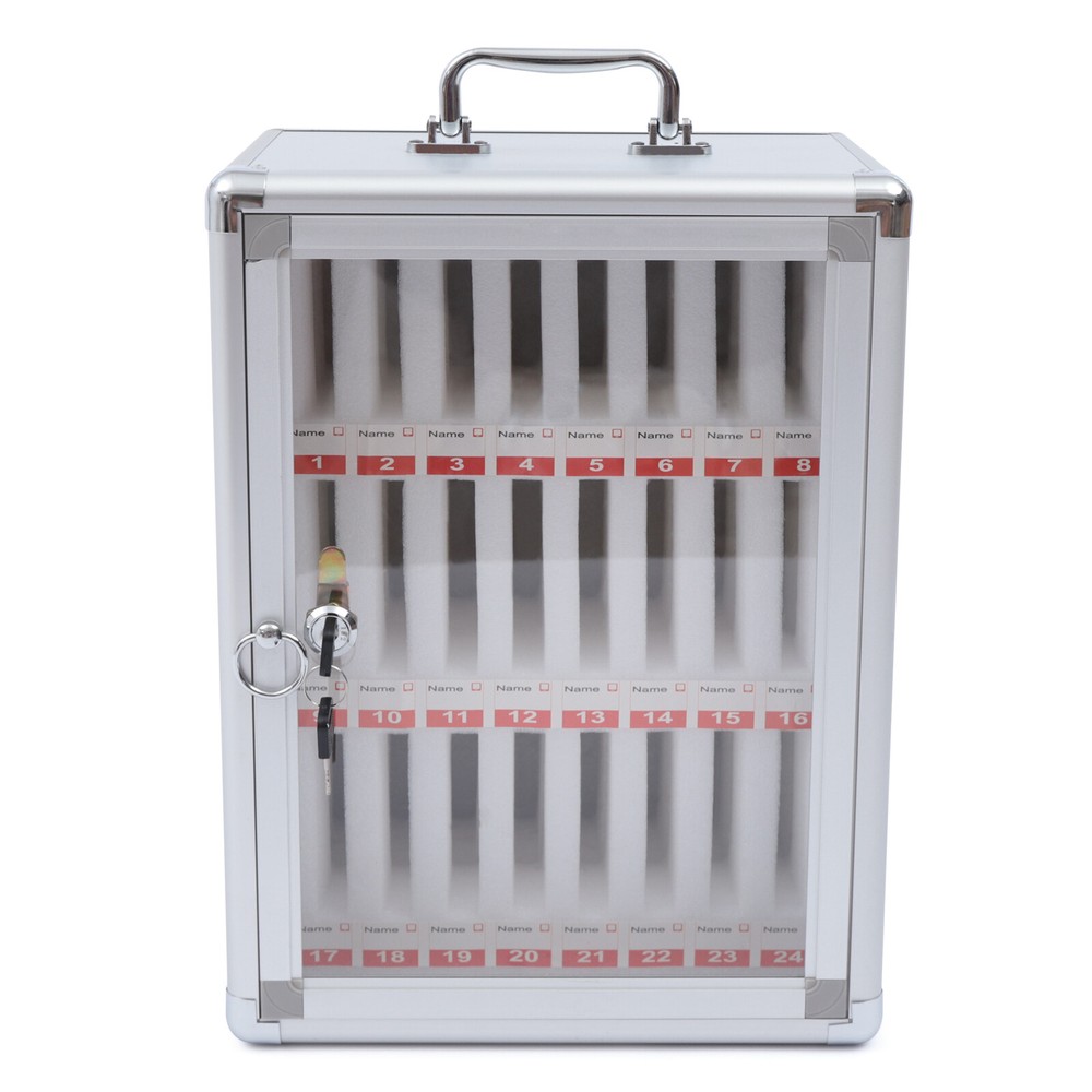 Cell Phone Storage Cabinet 24 Lockable Compartments, Wall-Mount & Desktop