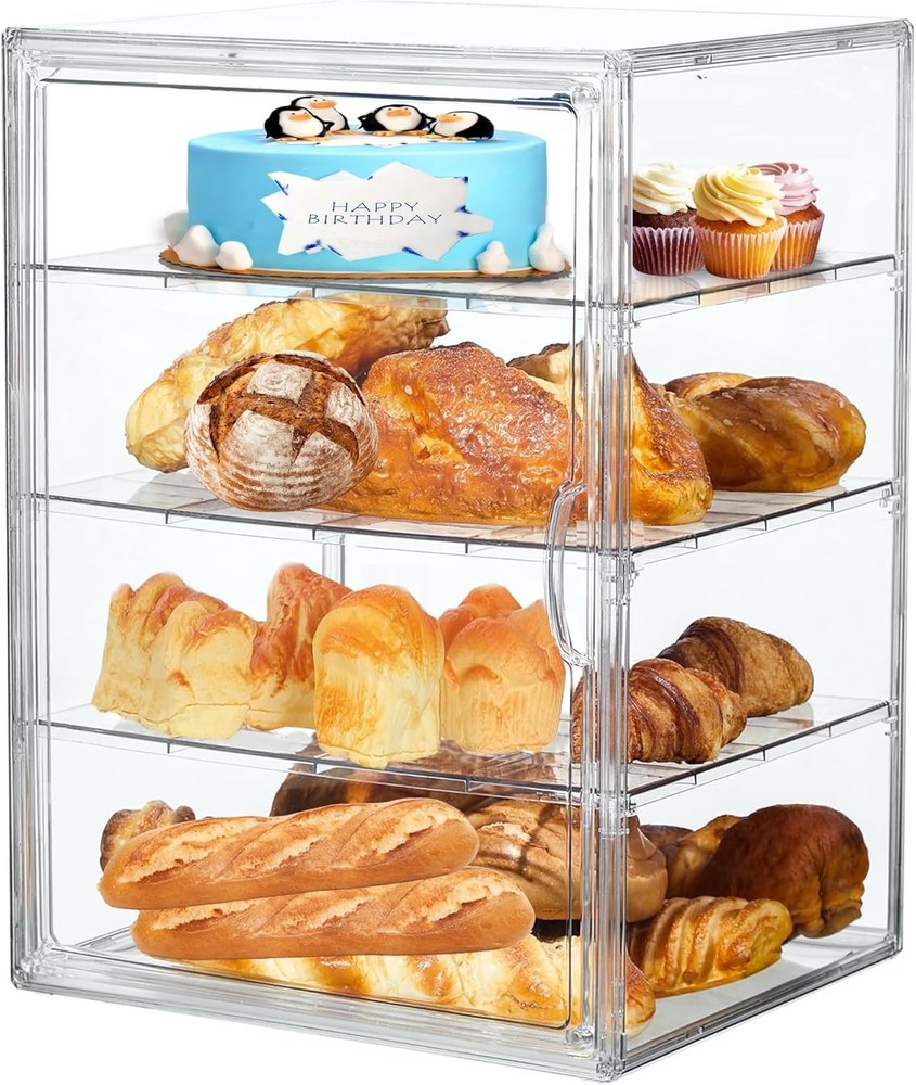 Bread Box,Large Boxs for Kitchen Countertop - 4 Layers Adjustable white