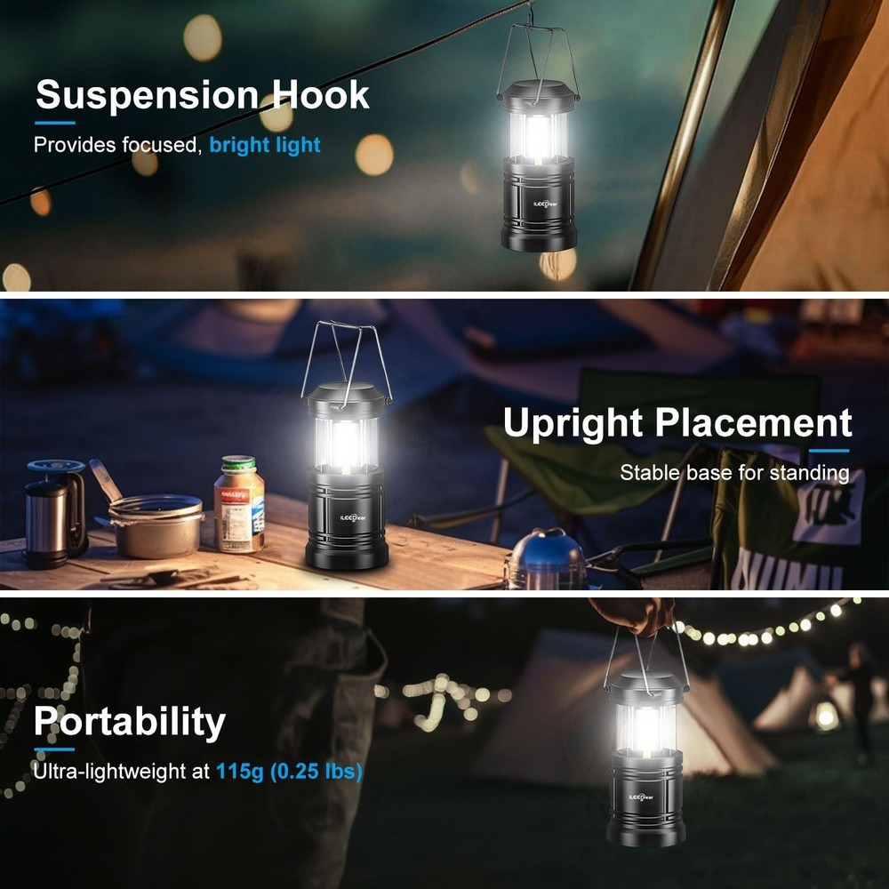 2 Pack LED Camping Lantern Battery Collapsible Light
