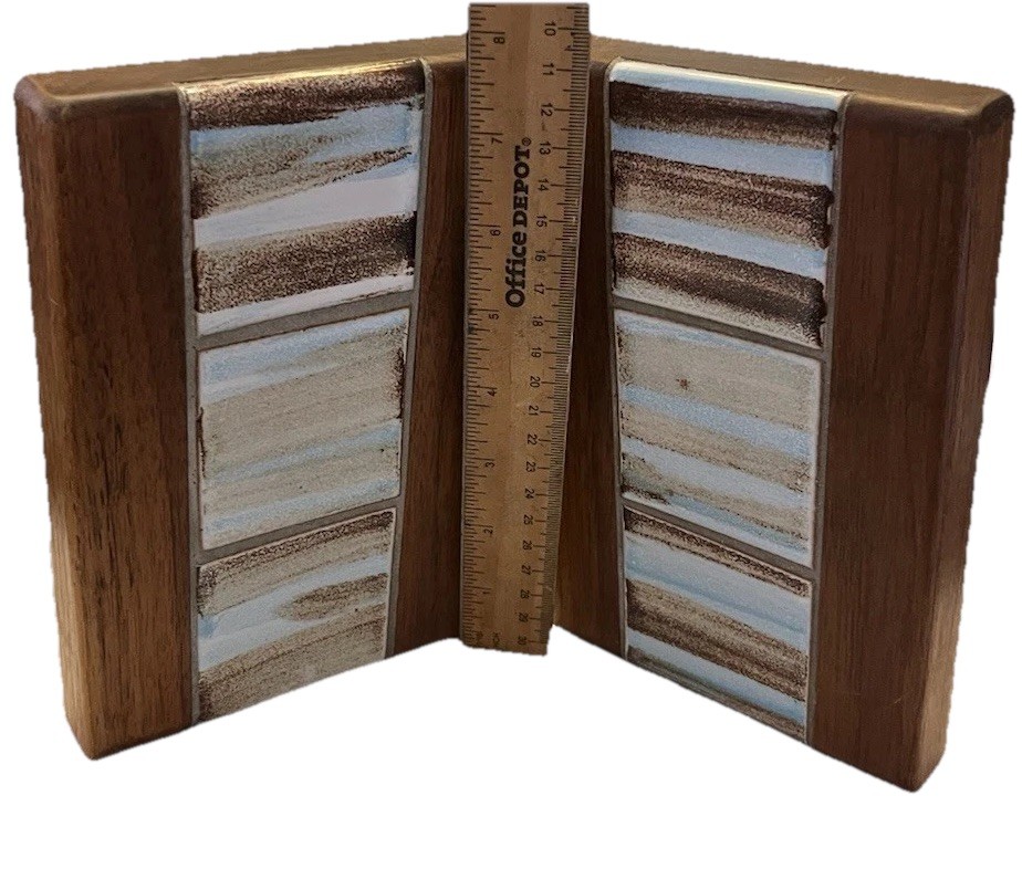 Gordon Jane Martz For Marshall Studios Ceramic Tile Walnut Bookends MCM 1960s