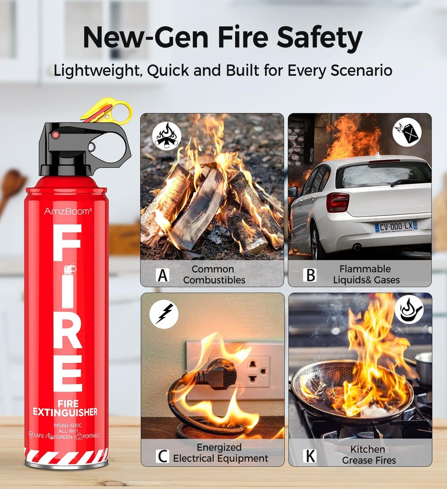 Fire Extinguisher for Home Car & Kitchen Flame Safety Spray 2-Pack