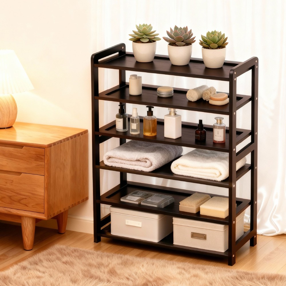 6-Layer Coffee Bamboo Shoe Rack, 68x25x89cm