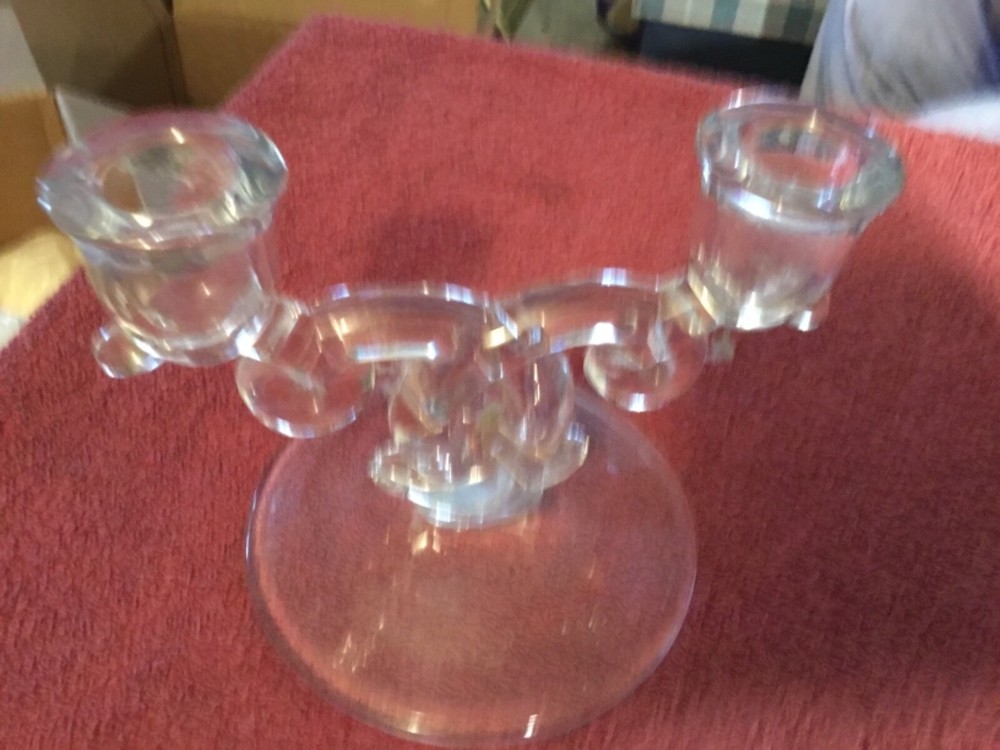 Glass 2 Cadle Table Top Standing Candelabra