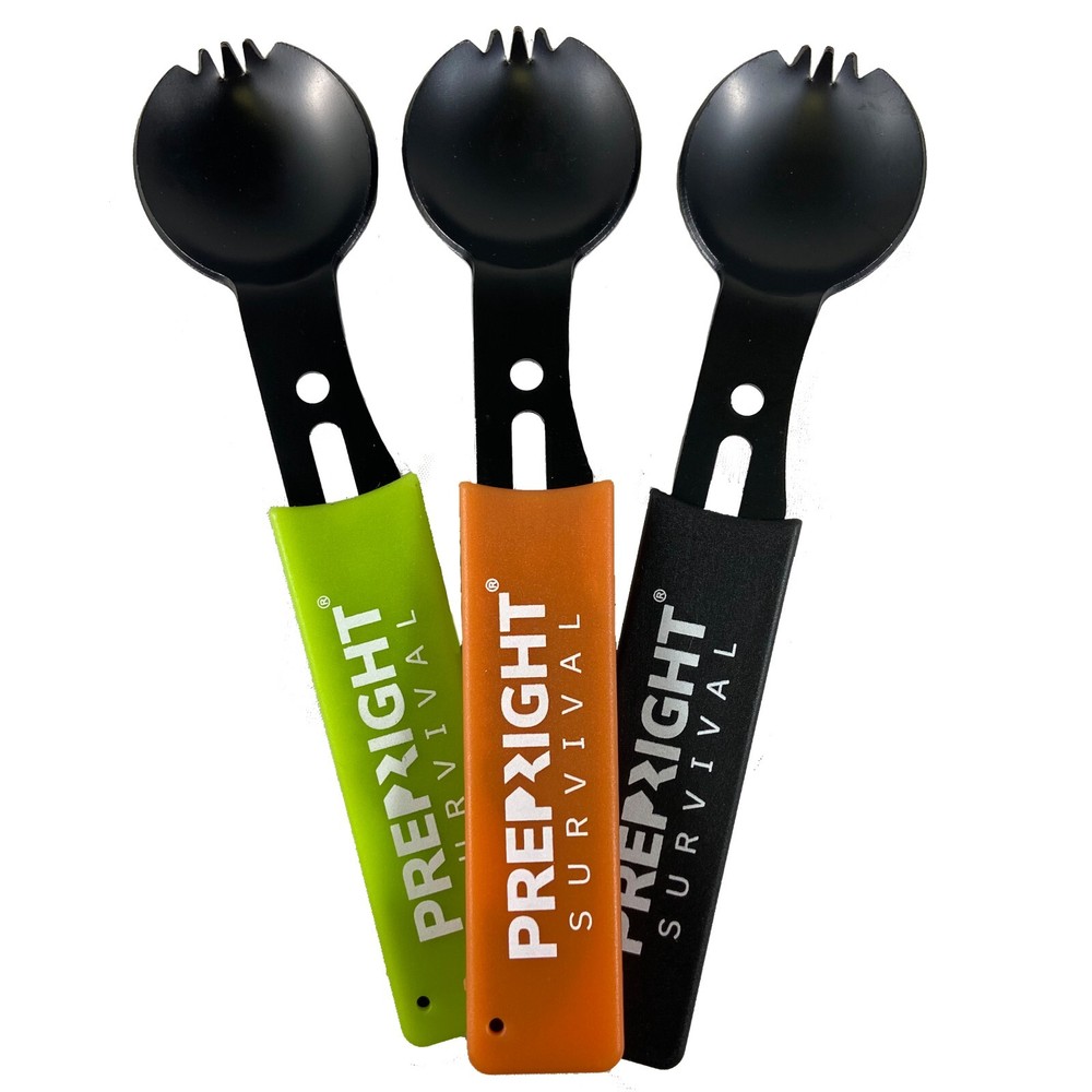 Prep-Right Multipurpose Tactical Spork – Stainless Steel - Black