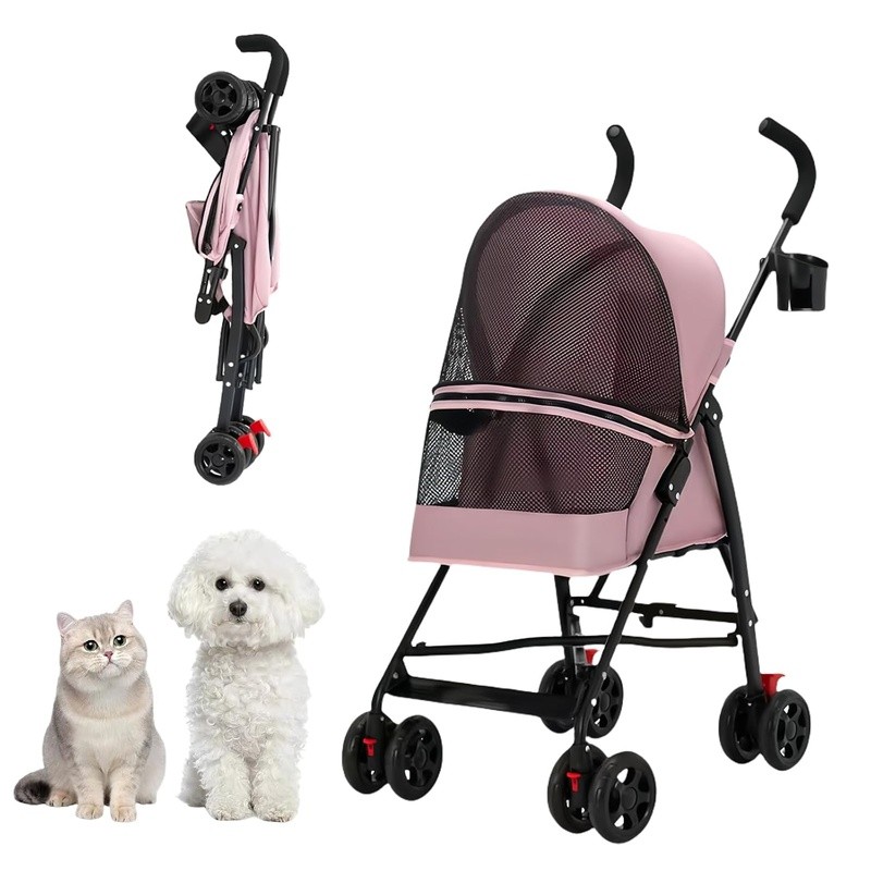 Durable Cat Stroller W/ 180° Panoramic Window Small Pets Easy Foldable New