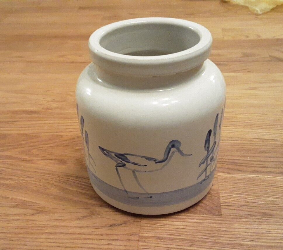 Hand Painted Pot With Stork pictures