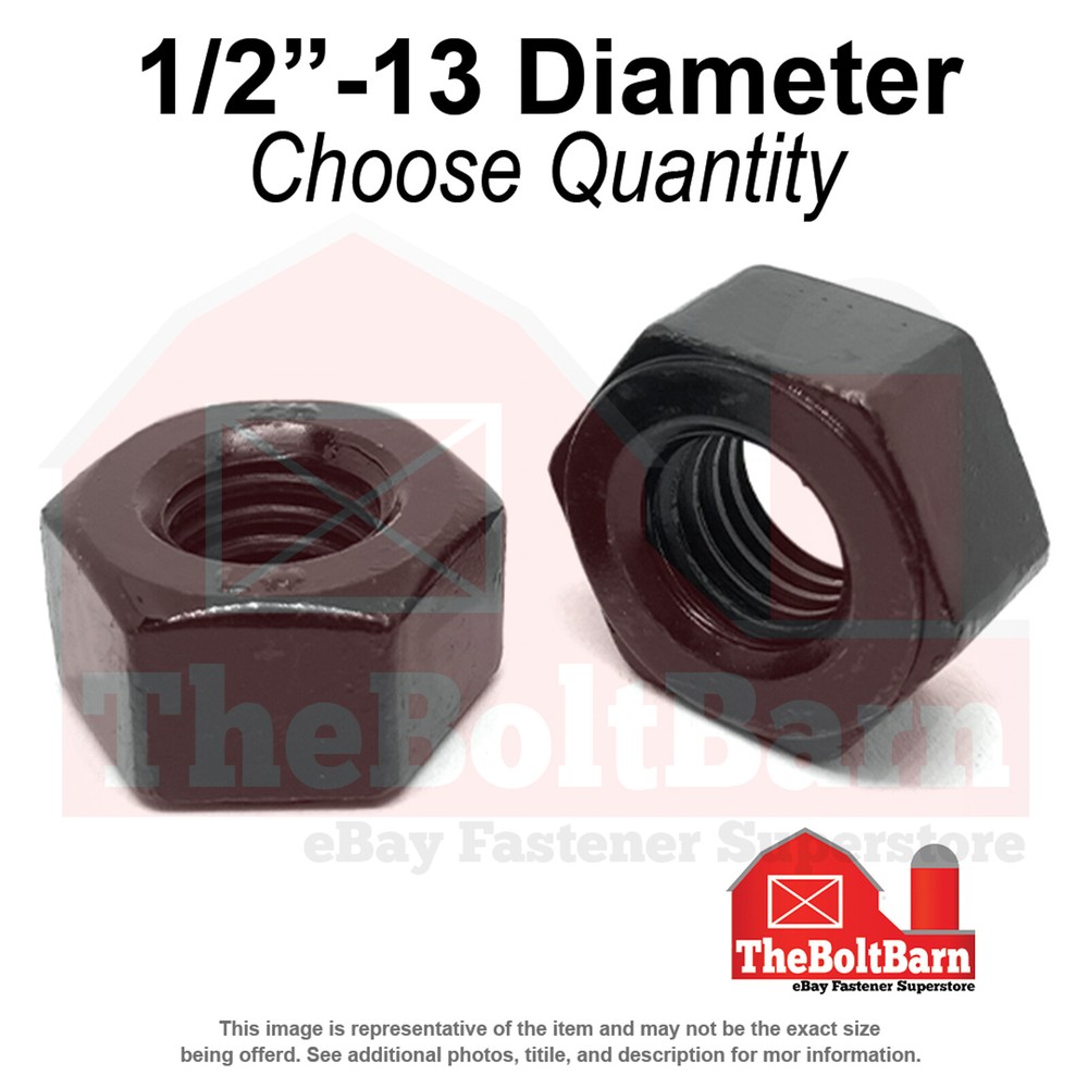 1/2"-13 Grade DH Structural Heavy Hex Nuts Plain Coarse Thread (Pick Quantity)