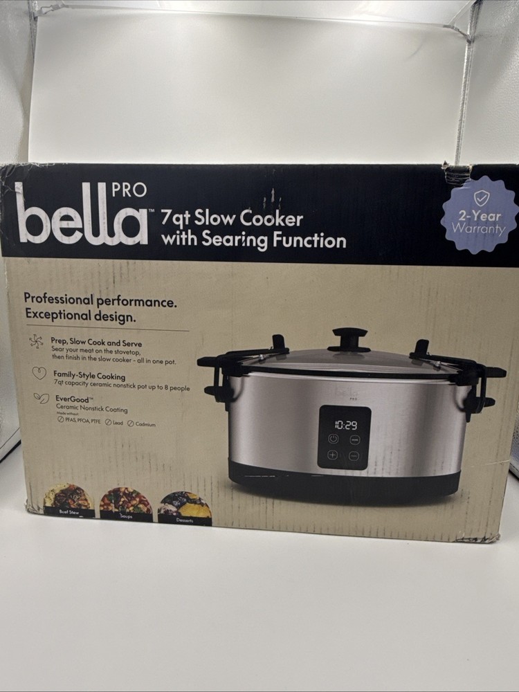bella PRO - 7-qt. Programmable Slow Cooker with Searing Function - Stainless ...