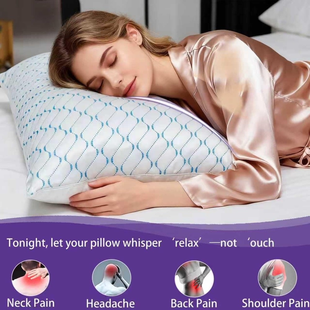 Memory Foam Pillows Queen Size Set of 2, Adjustable Cooling Pillow for Side B...