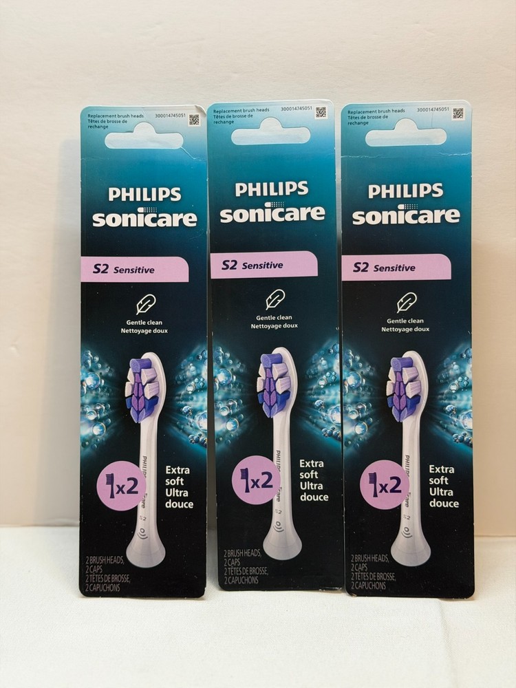 Philips Sonicare S2 Sensitive-Genuine Replacement Toothbrush Heads 3 Boxes X 2