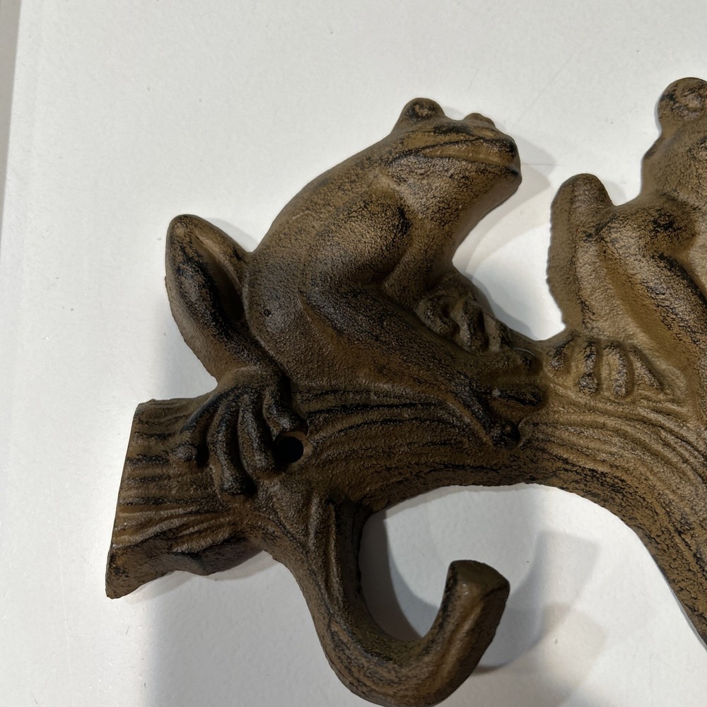 Cast Iron Frogs Key Wall Hook Hanging 3D 13” Long