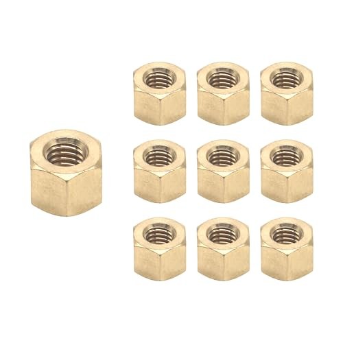 HFS(R) 10PCS Thread Hex Nuts 3/8"-16, Solid Brass Hex Nut