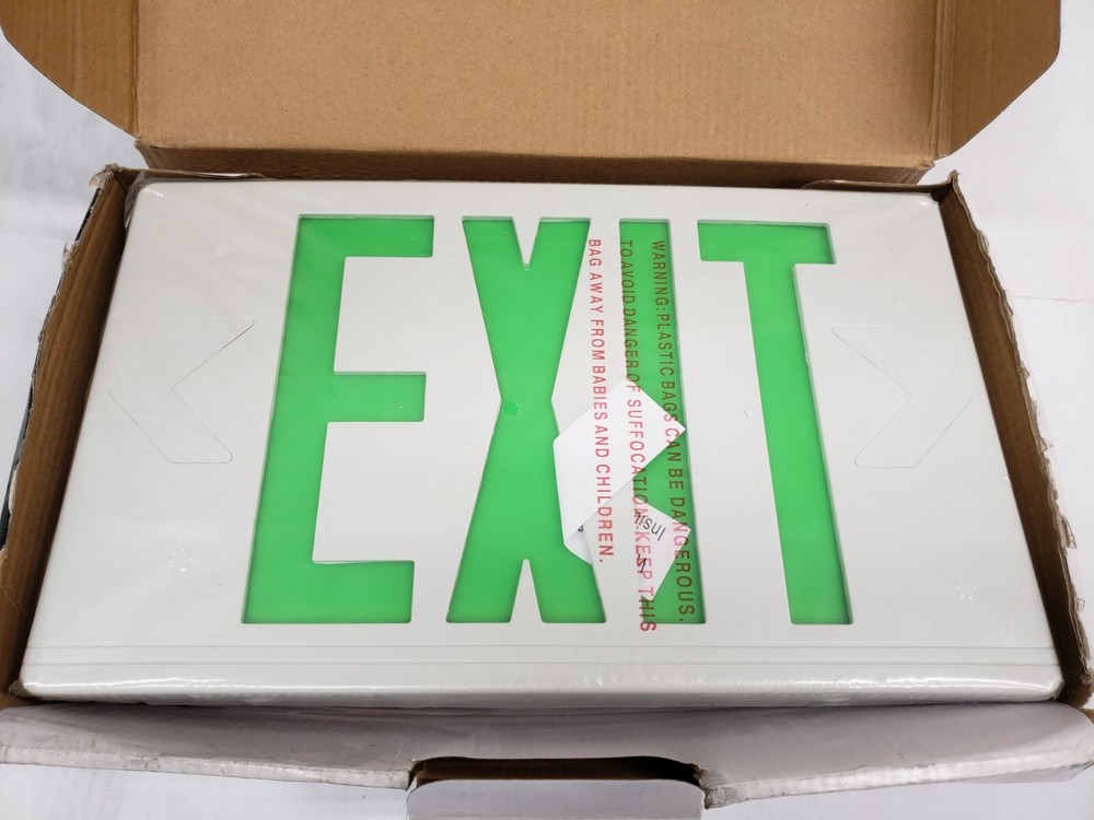 Exitronix GVEX-U-BP-WB-WH-G2 Emergency Lighting Thermoplastic LED Exit Sign Grn