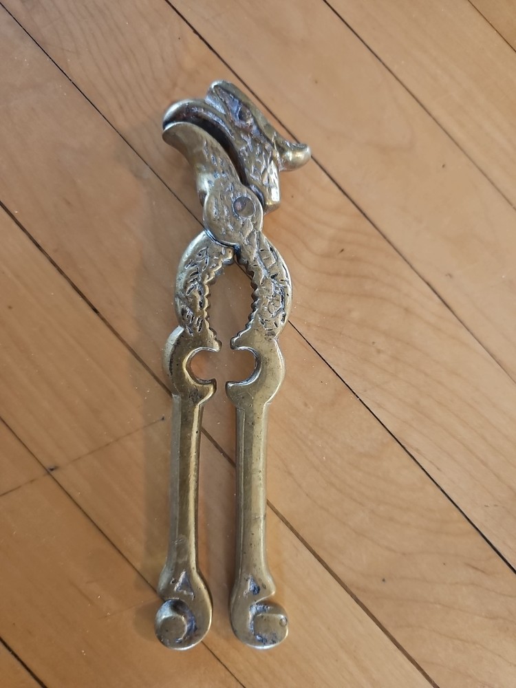 ORNATE Brass Eagle Bird Head Handheld Nutcracker VINTAGE