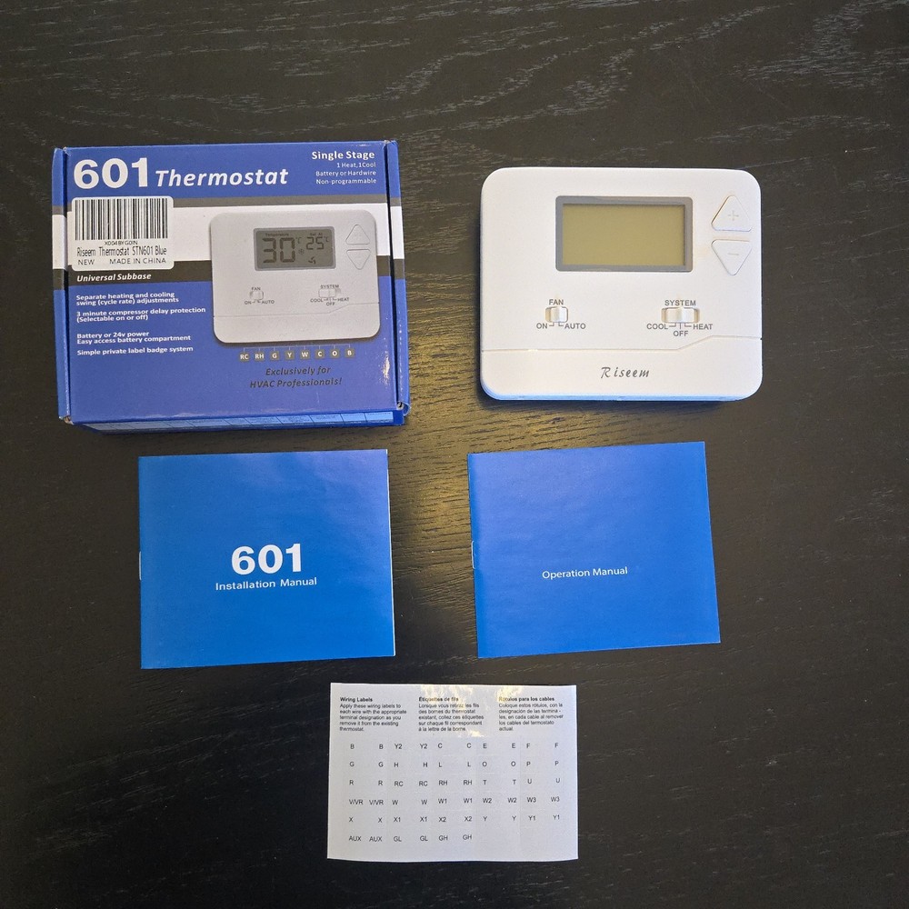 601 Non-Programmable Thermostat for Home Riseem, Open Box
