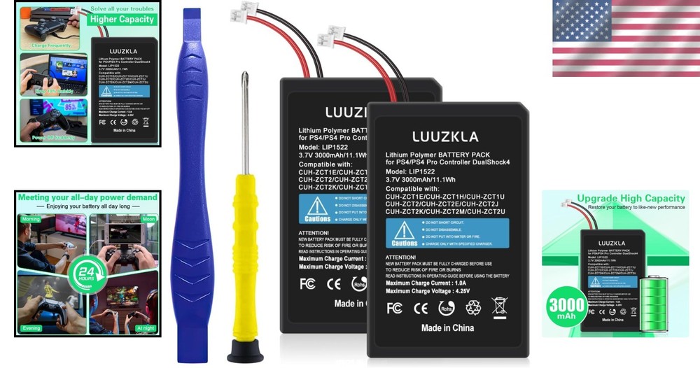 PS4 Replacement Battery – 2 Pack 3000mAh DualShock 4