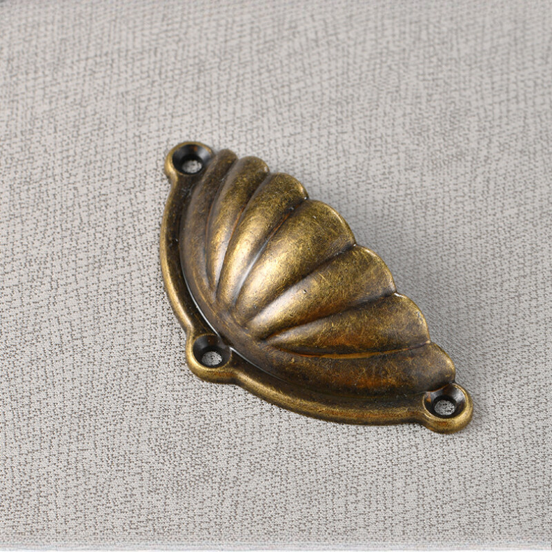 6pcs Shell Shape Antique Handle Drawer Pulls Alloy Handle Cabinet Hardware Decor