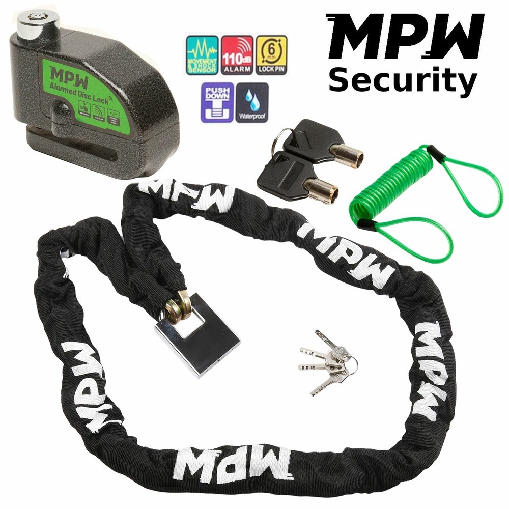Motorcycle Scooter Chain Lock & Disc Lock + Reminder for 1.5M