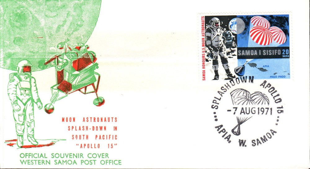 1971 FDC Apollo 15 Splashdown Apia Western Samoa 7 August