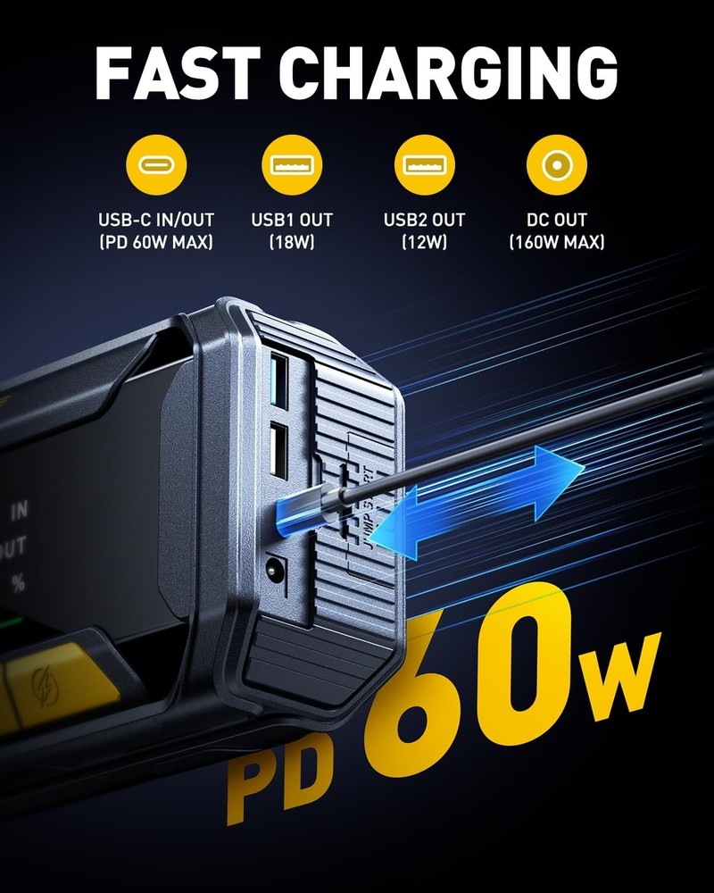 AUXITO 8000A Car Battery Jump Starter Boost Force Start Function Jump Box 60W